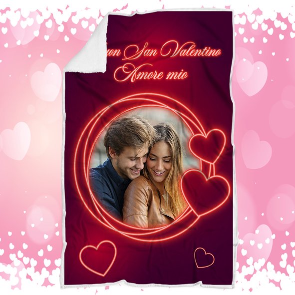 Plaid personalizzato con Foto coperta in pile coppia ricorrenza idea regalo
