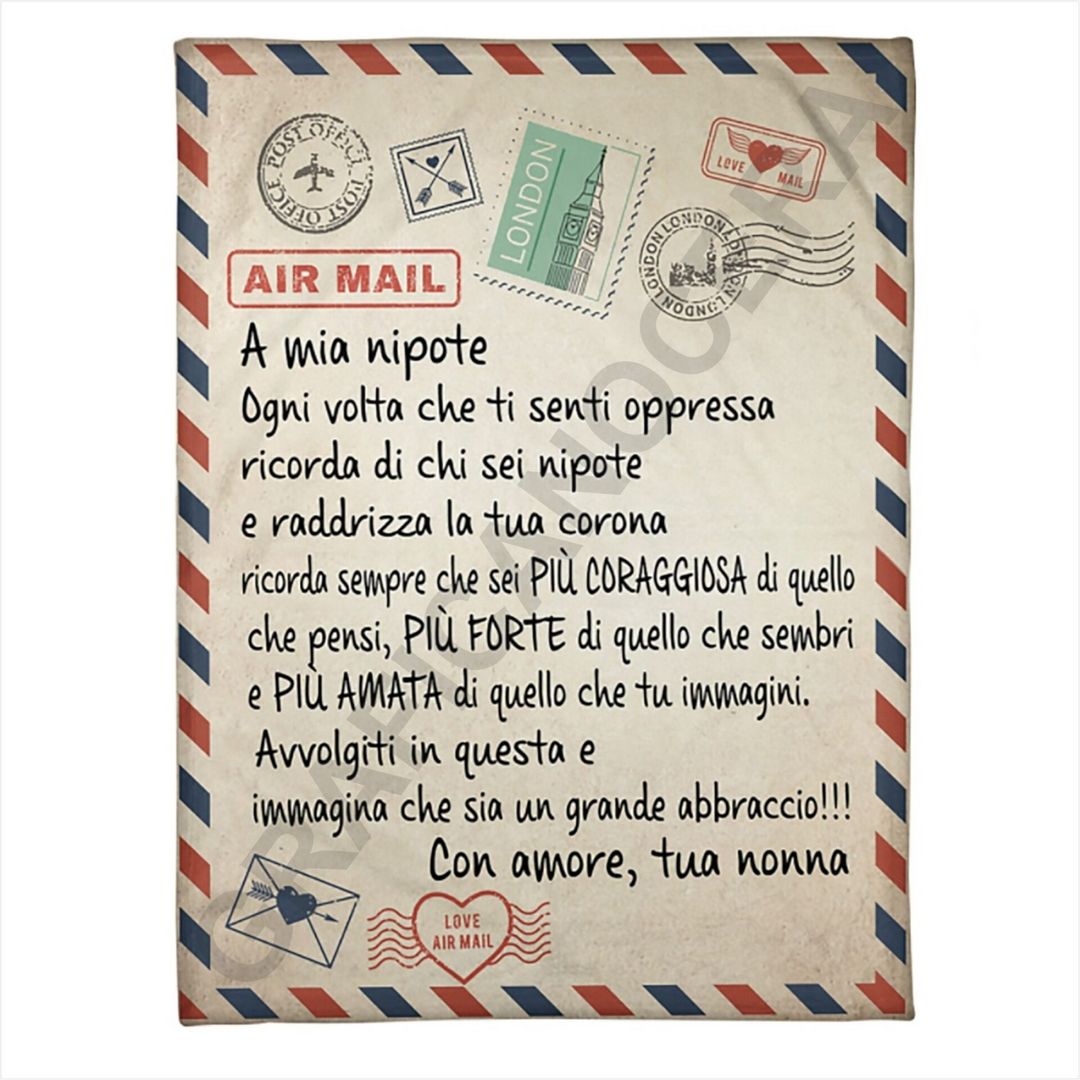 Plaid in Pile Dedica Lettera ricorrenza idea regalo Nipote Nipoti Nonno Nonna Nonni