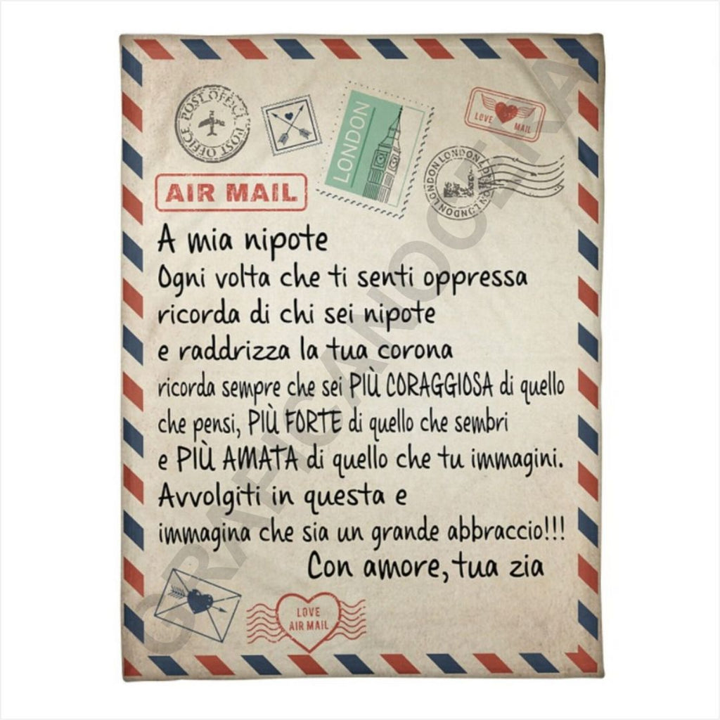 Plaid in Pile Dedica Lettera ricorrenza idea regalo Nipote Nipoti Zia Zio Zii Zie