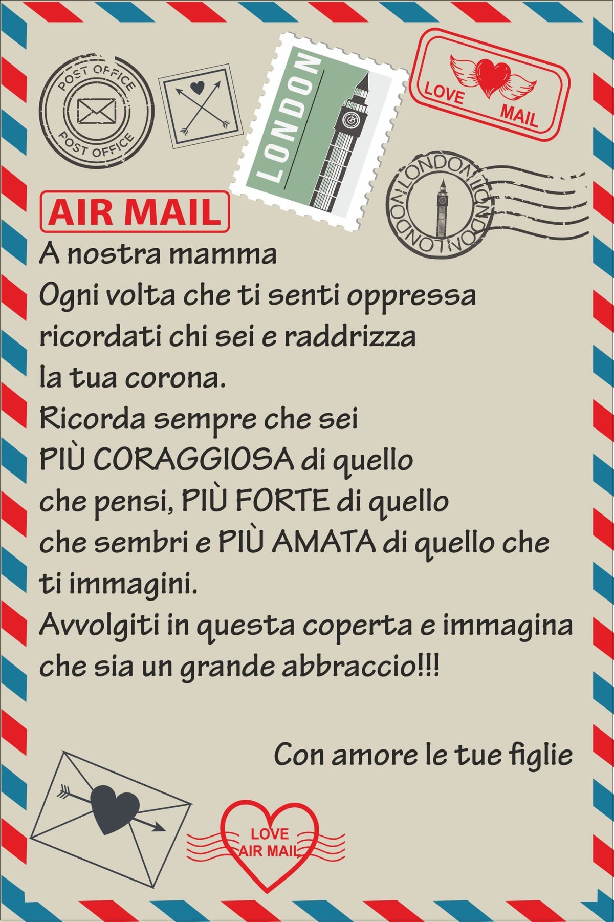 Plaid in Pile Dedica Lettera da parte dei Figli ricorrenza idea regalo famiglia mamma papà