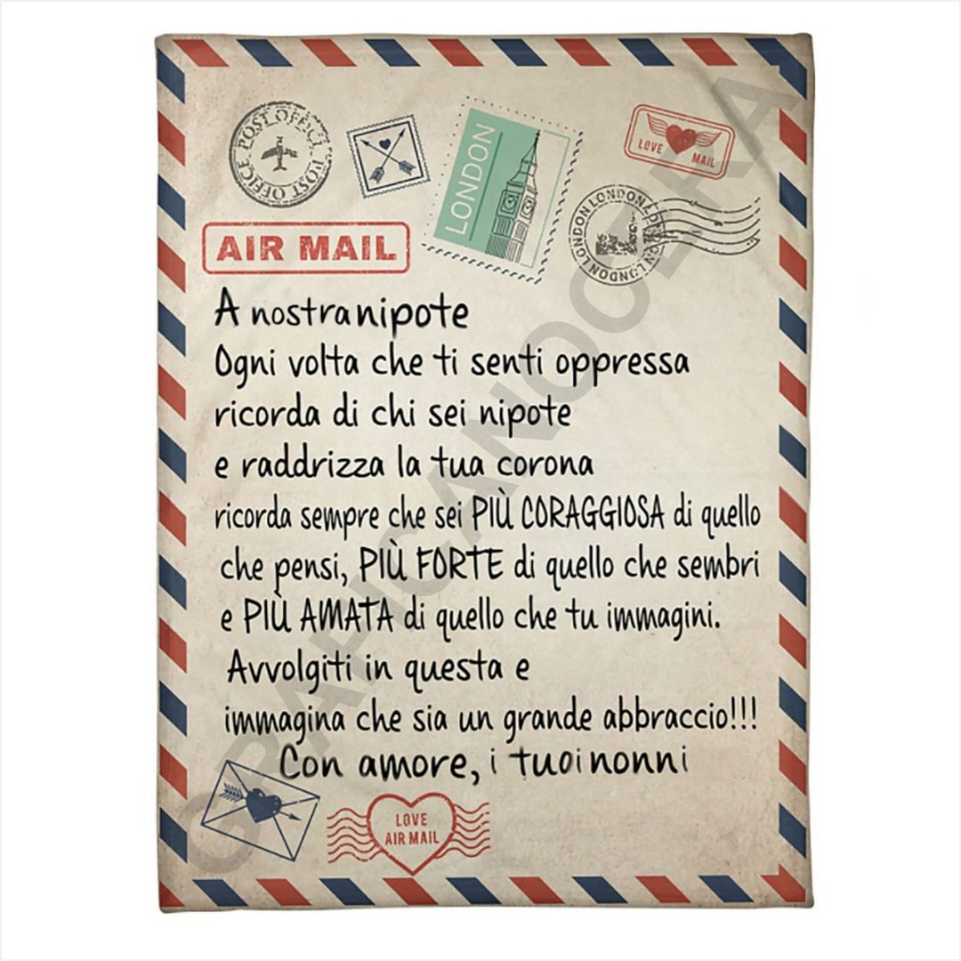 Plaid in Pile Dedica Lettera ricorrenza idea regalo Nipote Nipoti Nonno Nonna Nonni