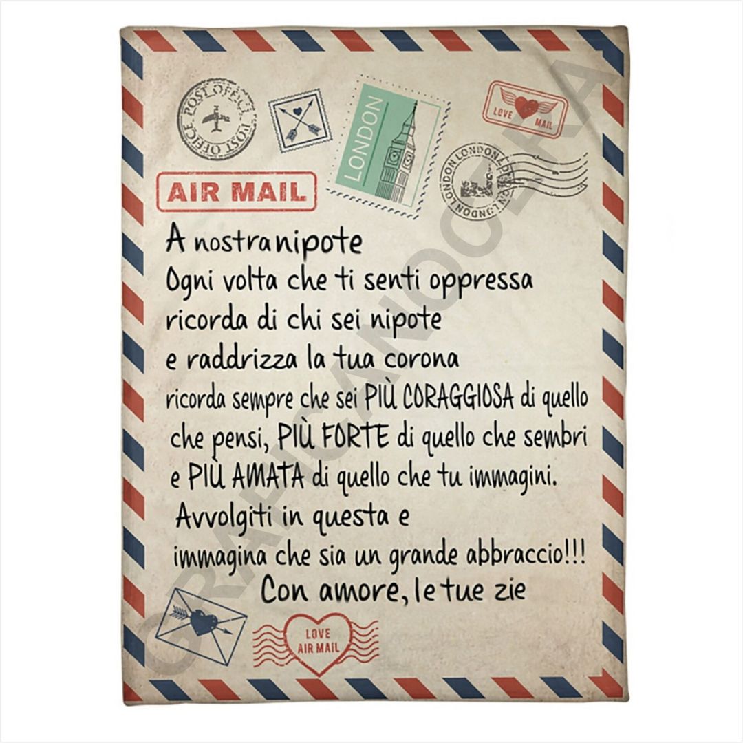 Plaid in Pile Dedica Lettera ricorrenza idea regalo Nipote Nipoti Zia Zio Zii Zie