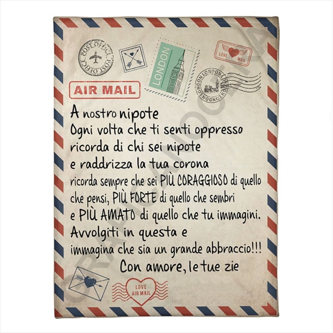 Plaid in Pile Dedica Lettera ricorrenza idea regalo Nipote Nipoti Zia Zio Zii Zie