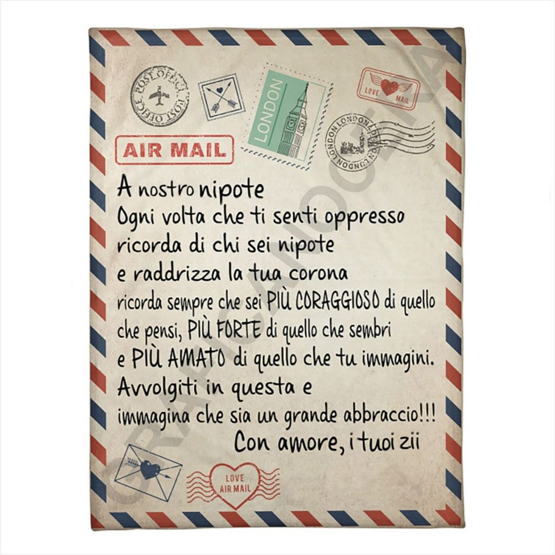 Plaid in Pile Dedica Lettera ricorrenza idea regalo Nipote Nipoti Zia Zio Zii Zie