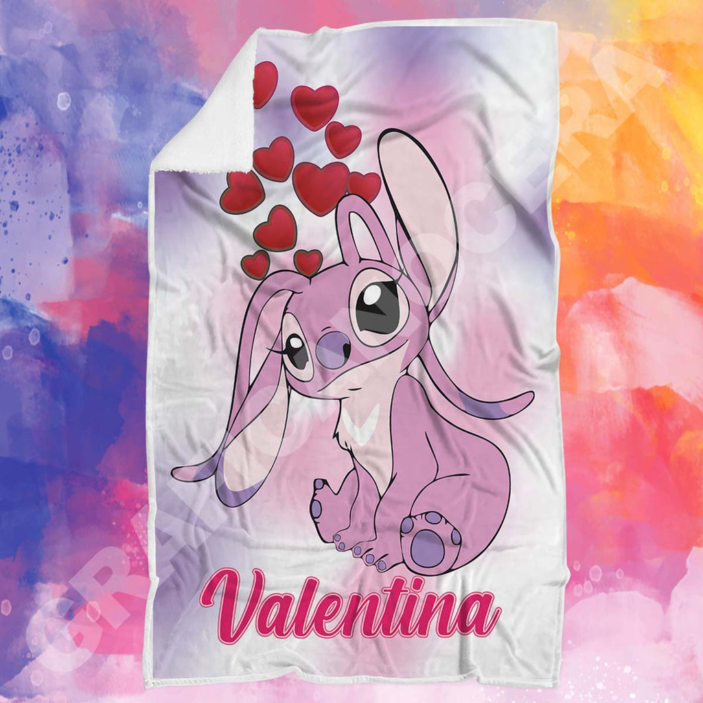 Plaid per Lei Angel di Stitch personalizzato con Nome coperta regalo