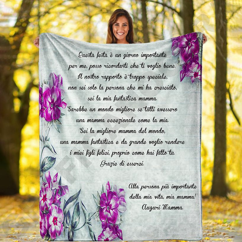 Festa della Mamma Plaid in Pile varie misure Auguri Mamma Idea Regalo