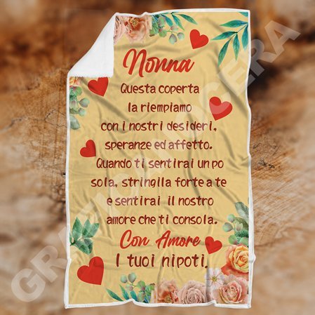 Festa dei Nonni Plaid in Pile con dedica lettera Auguri Nonno Nonna dedica idea regalo