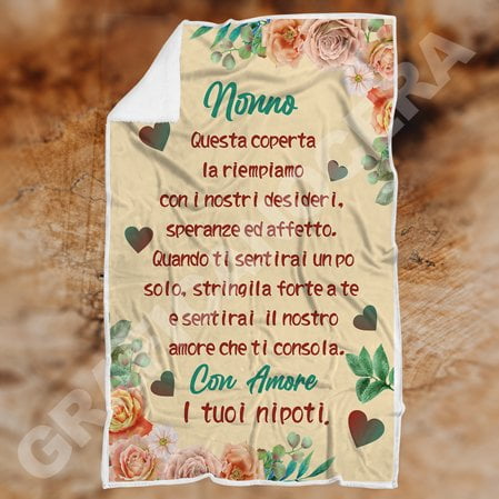 Festa dei Nonni Plaid in Pile con dedica lettera Auguri Nonno Nonna dedica idea regalo