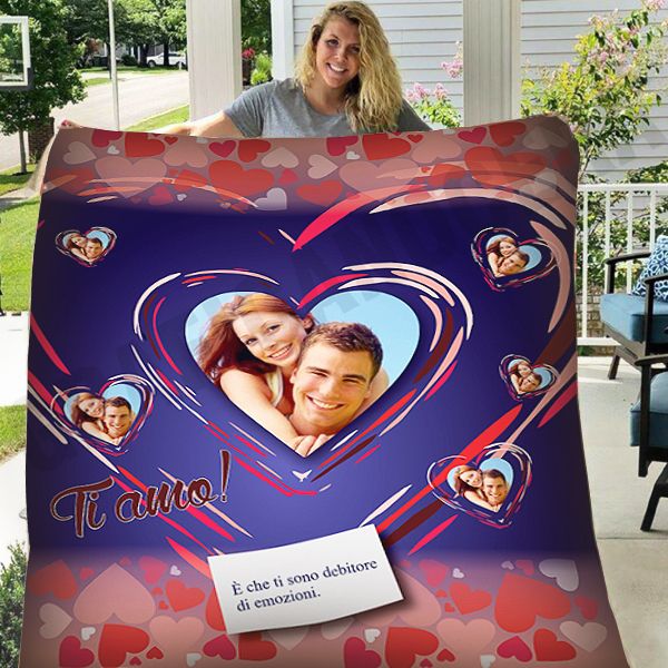 Plaid San Valentino personalizzato con foto coperta calda biancheria letto idea regalo