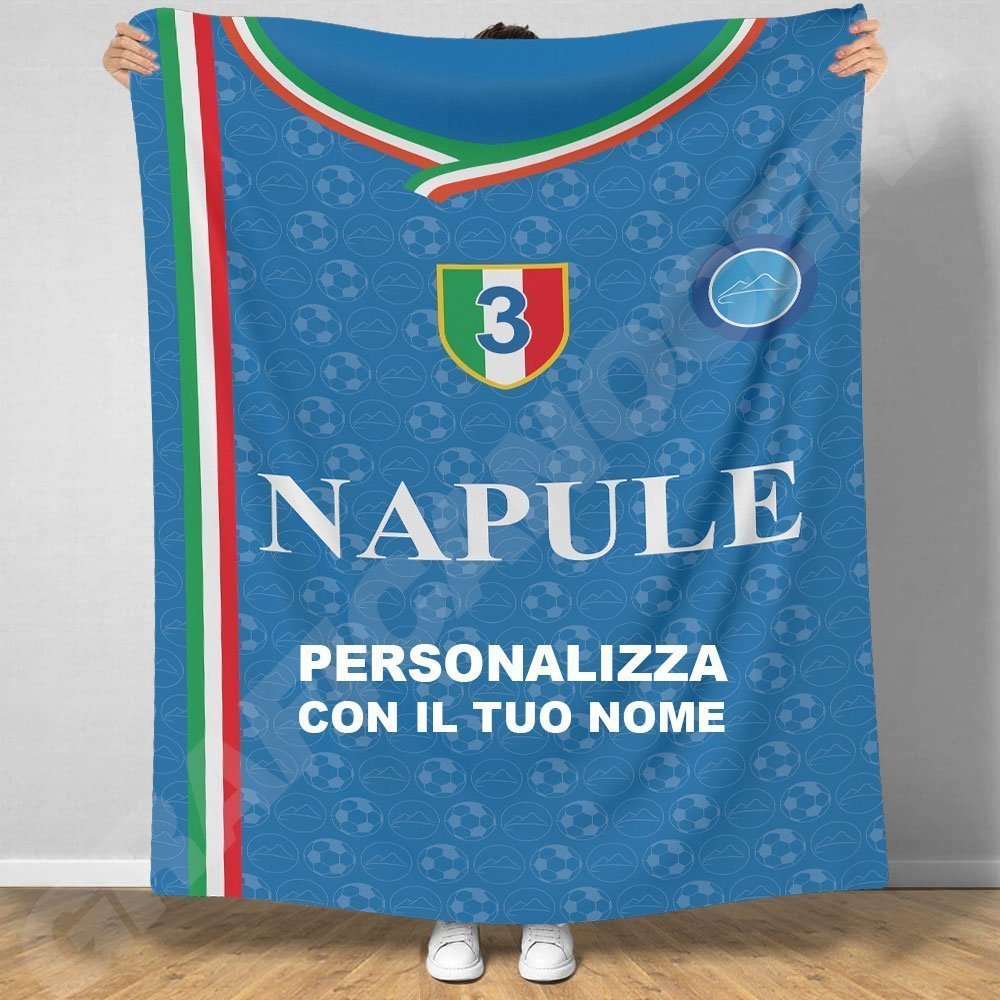 Plaid in pile Napoli Campione D'Italia Scudetto 2022/23 Personalizzato con Nome