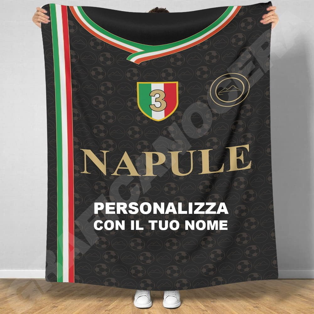 Plaid in pile Napoli Campione D'Italia Scudetto 2022/23 Personalizzato con Nome