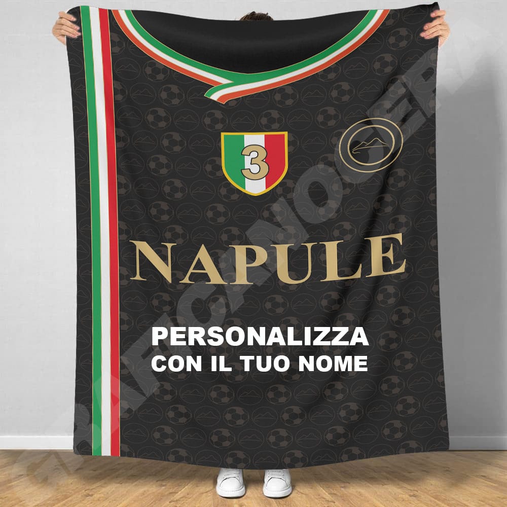 Plaid in pile Napoli Campione D'Italia Scudetto 2022/23 Personalizzato con Nome