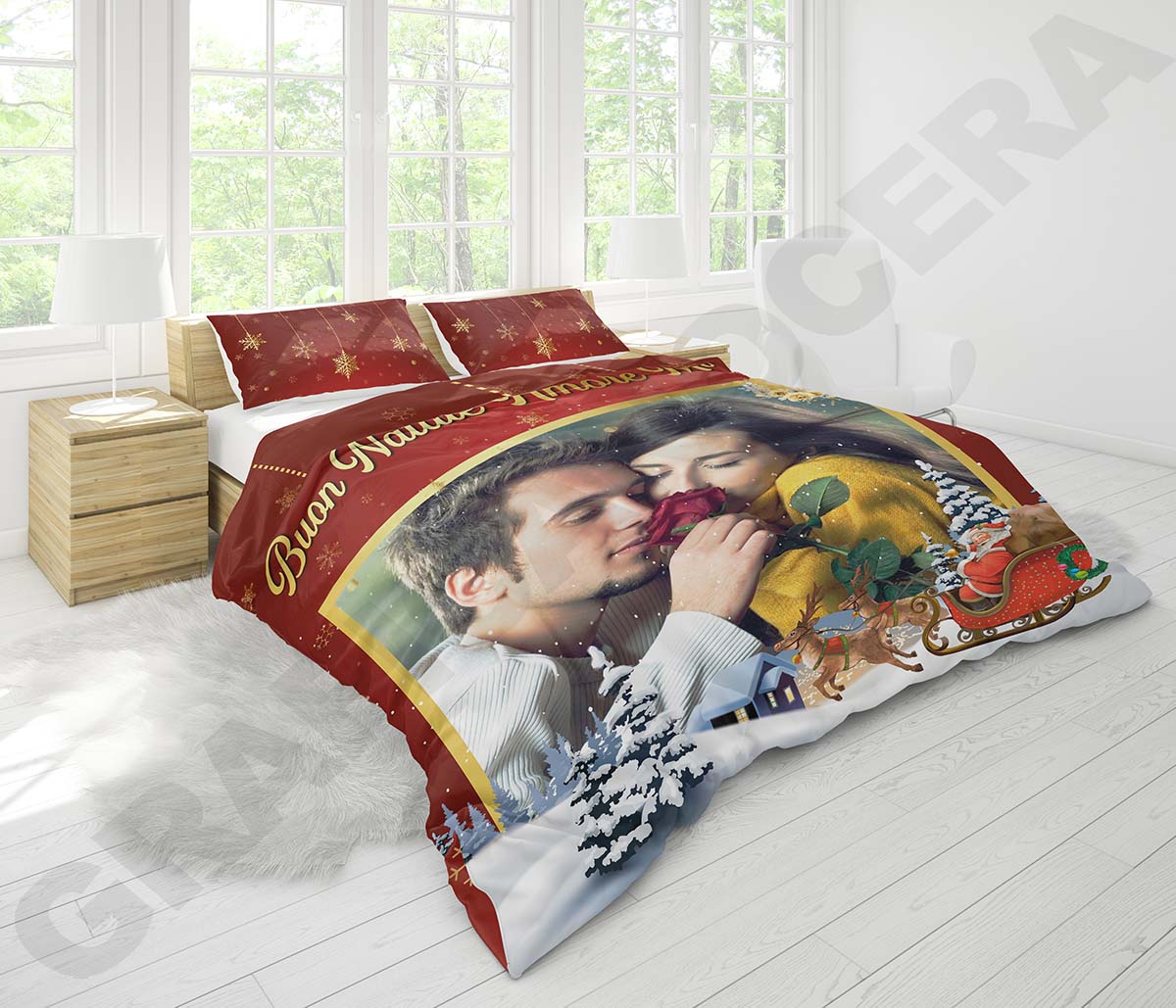 Plaid Natalizio mod. 12 personalizzato con foto coperta calda biancheria letto idea regalo natale