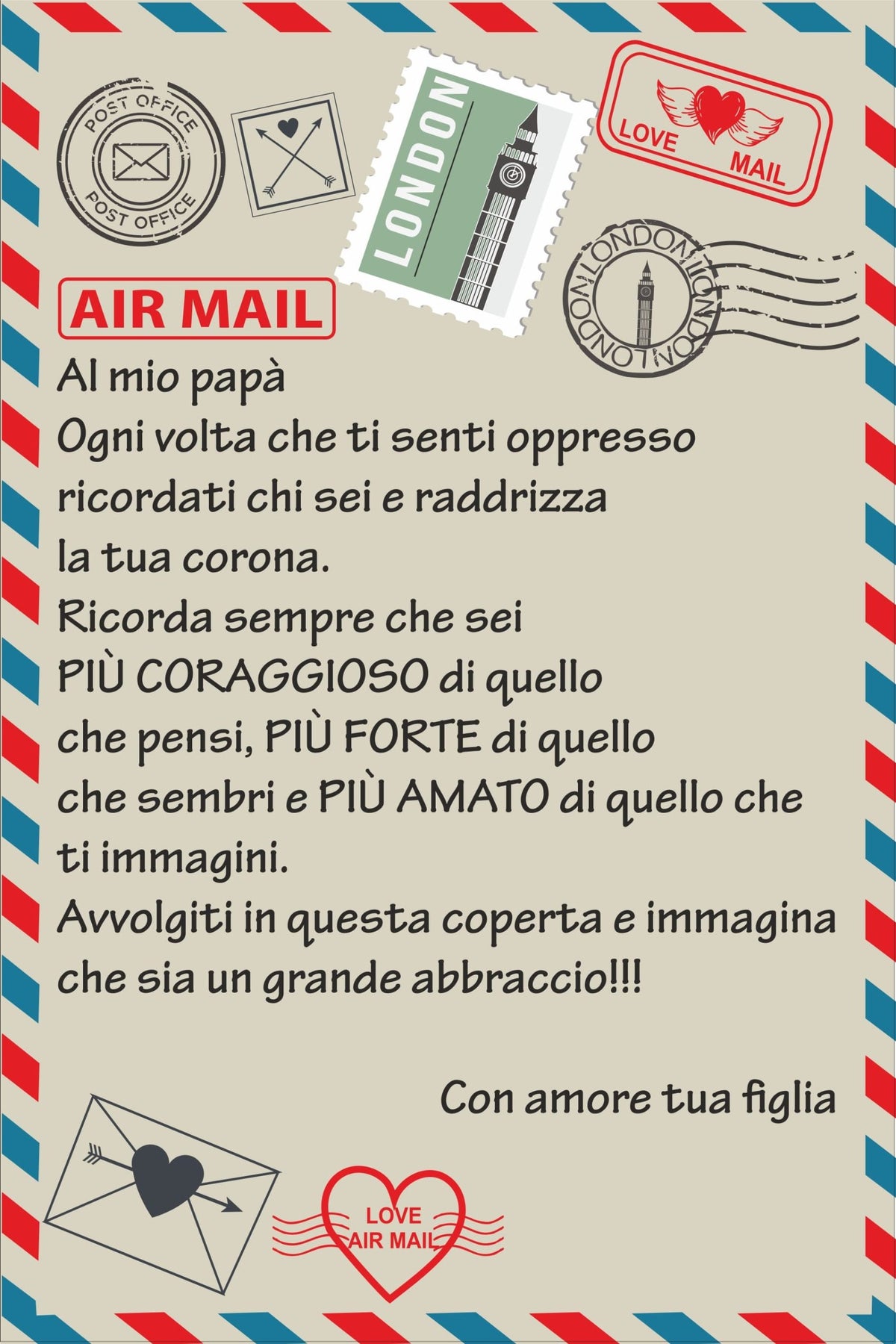 Plaid in Pile Dedica Lettera da parte dei Figli ricorrenza idea regalo famiglia mamma papà