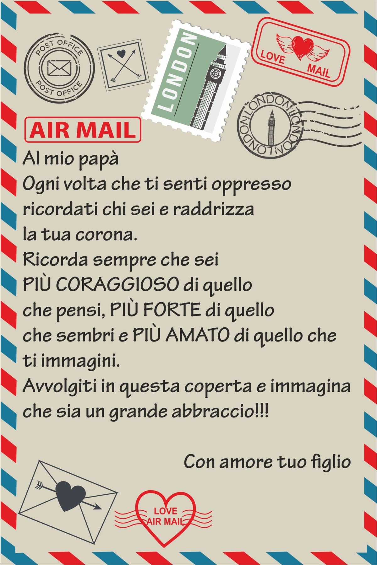 Plaid in Pile Dedica Lettera da parte dei Figli ricorrenza idea regalo famiglia mamma papà