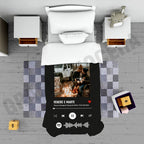 Plaid in Pile Personalizzato con il Tuo Spotify Codice e la Tua Foto Idea Regalo [mod. CON TITOLO DELLA CANZONE STAMPATO]