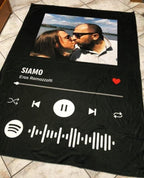 Plaid in Pile Personalizzato con il Tuo Spotify Codice e la Tua Foto Idea Regalo [mod. CON TITOLO DELLA CANZONE STAMPATO]