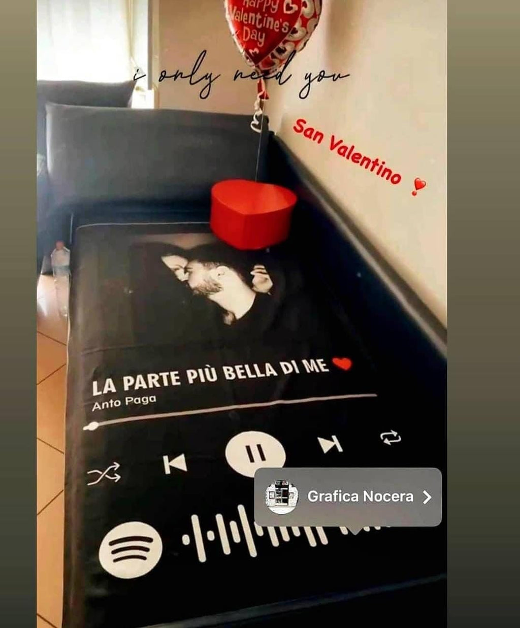 Plaid in Pile Personalizzato con il Tuo Spotify Codice e la Tua Foto Idea Regalo [mod. CON TITOLO DELLA CANZONE STAMPATO]