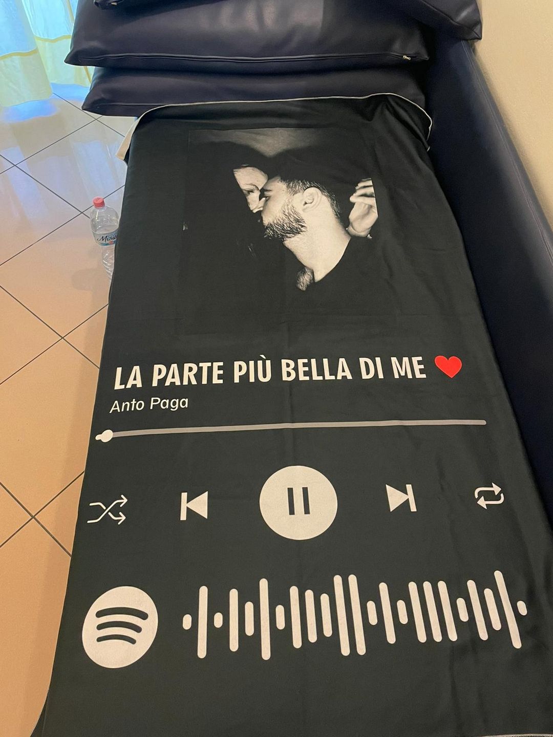 Plaid in Pile Personalizzato con il Tuo Spotify Codice e la Tua Foto Idea Regalo [mod. CON TITOLO DELLA CANZONE STAMPATO]