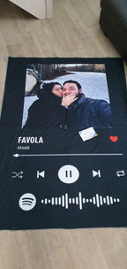 Plaid in Pile Personalizzato con il Tuo Spotify Codice e la Tua Foto Idea Regalo [mod. CON TITOLO DELLA CANZONE STAMPATO]