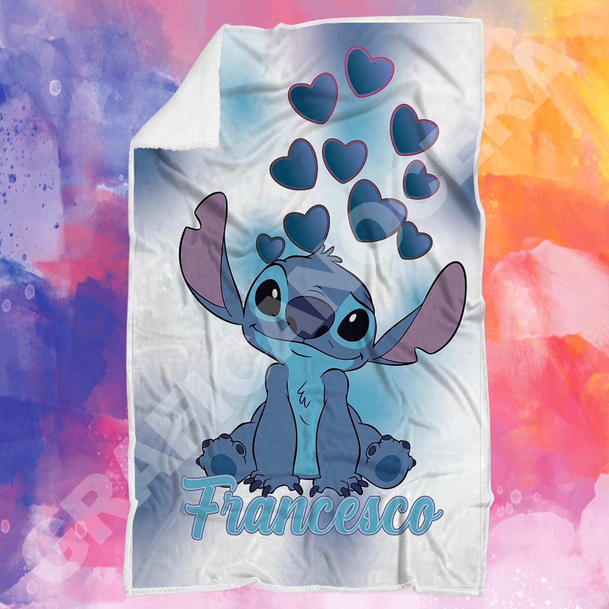 Plaid per Lui Stitch personalizzato con Nome coperta biancheria regalo