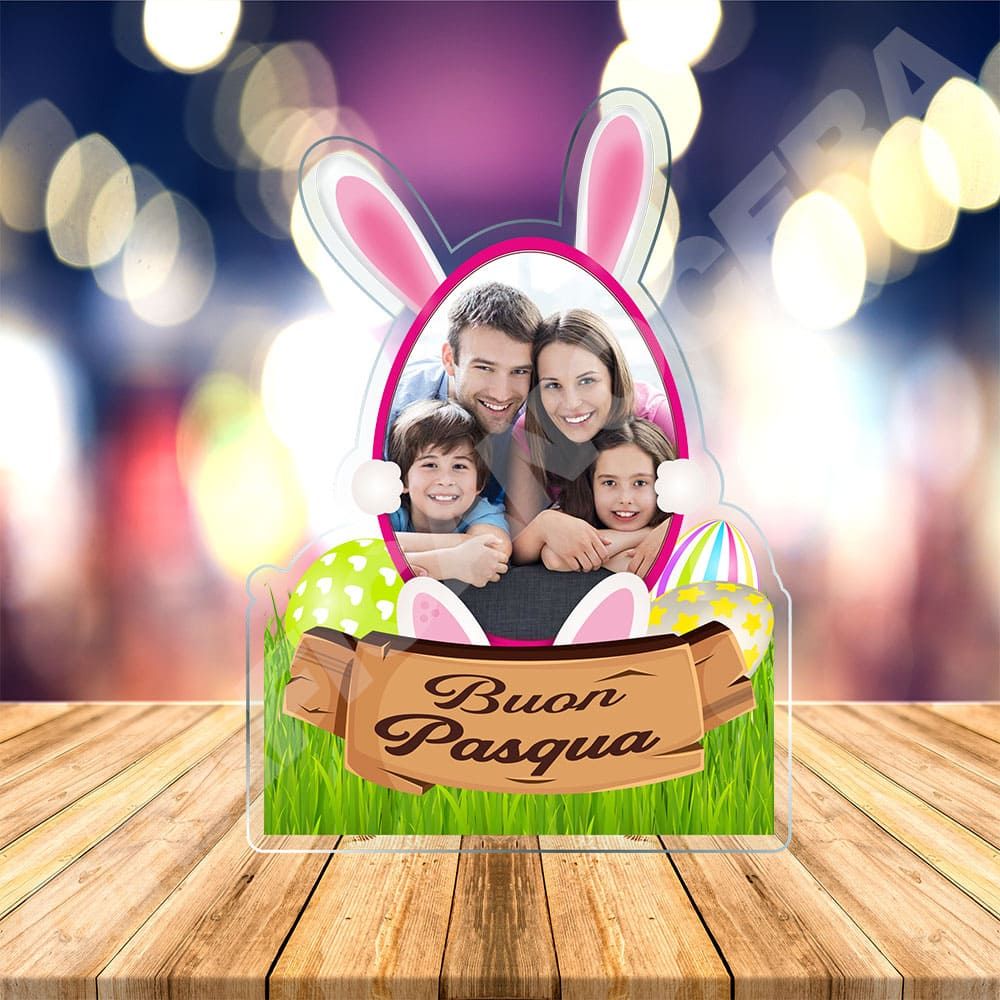 Pasqua Cornice in Plexiglass a forma di Uovo con Foto Personalizzata idea regalo mod. 2