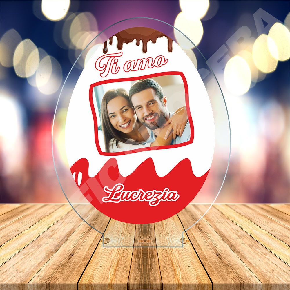Pasqua Cornice in Plexiglass a forma di Uovo con Foto e Nome Personalizzato idea regalo