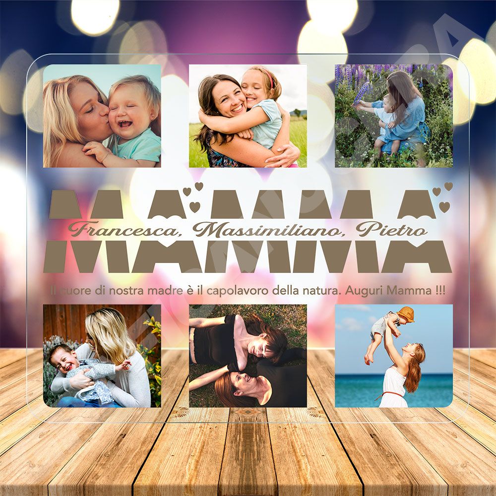 Festa della Mamma Targhetta in Plexiglass TANTI AUGURI MAMMA con Foto Personalizzata