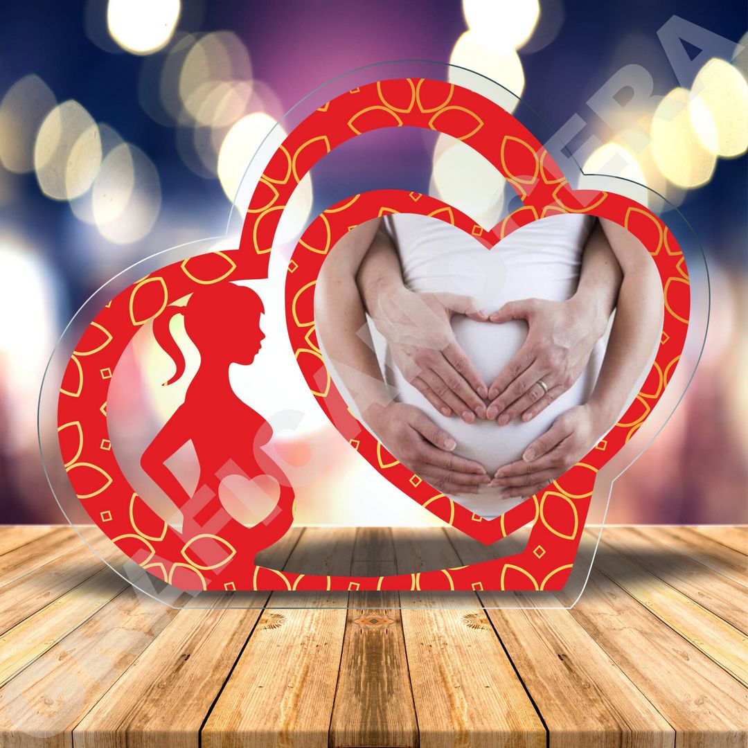 Festa della Mamma Cuore in Plexiglass con foto personalizzata 30cm mod. 2
