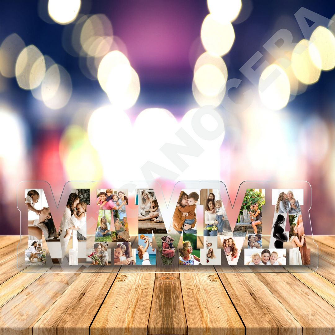 Festa della Mamma Scritta in Plexiglass MAMMA con foto personalizzata 30cm