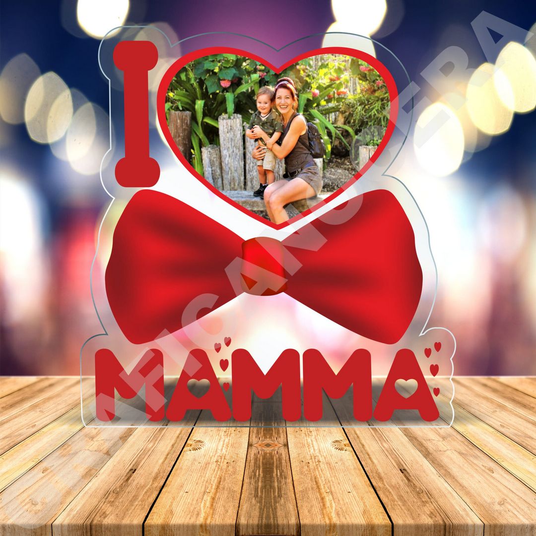 Festa della Mamma Plexiglass TI AMO MAMMA con foto personalizzata
