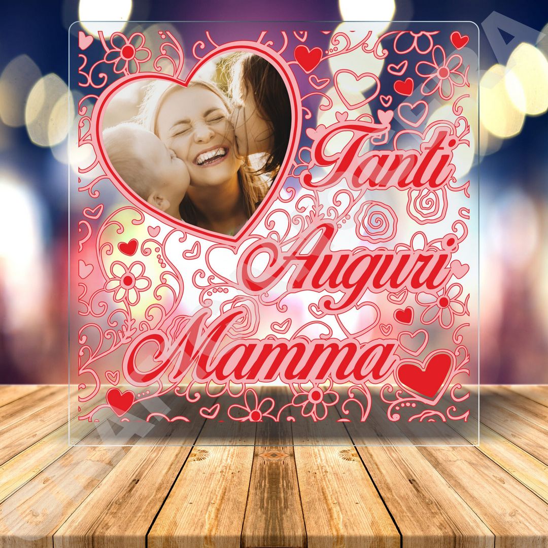 Festa della Mamma Plexiglass TANTI AUGURI MAMMA con Foto Personalizzata