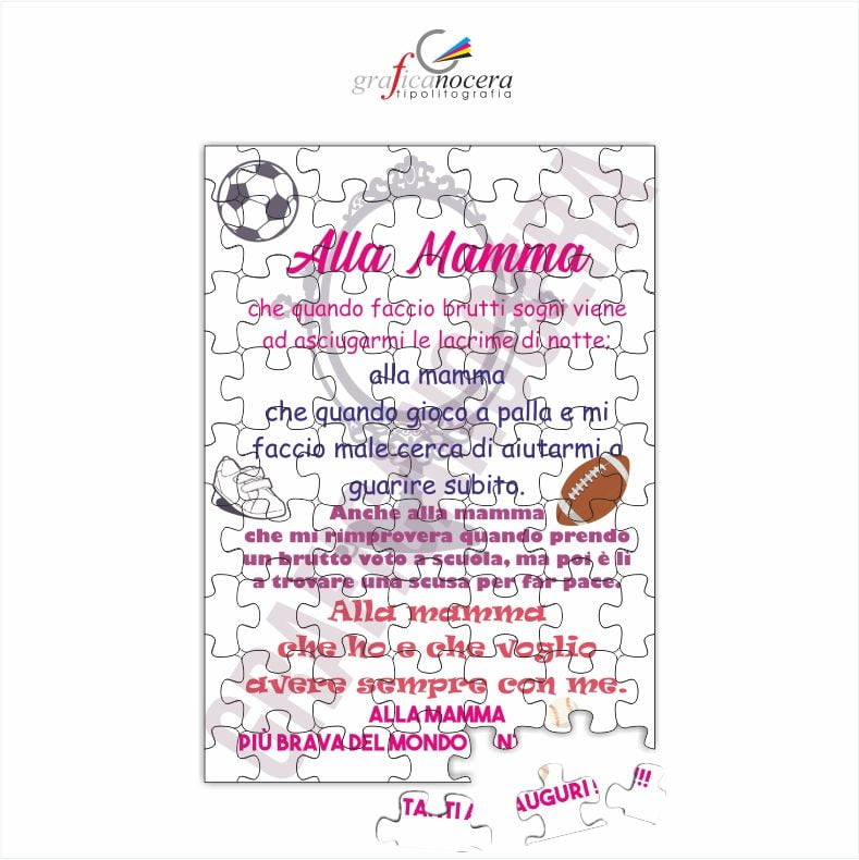Puzzle A4 con Dedica per la Mamma idea regalo