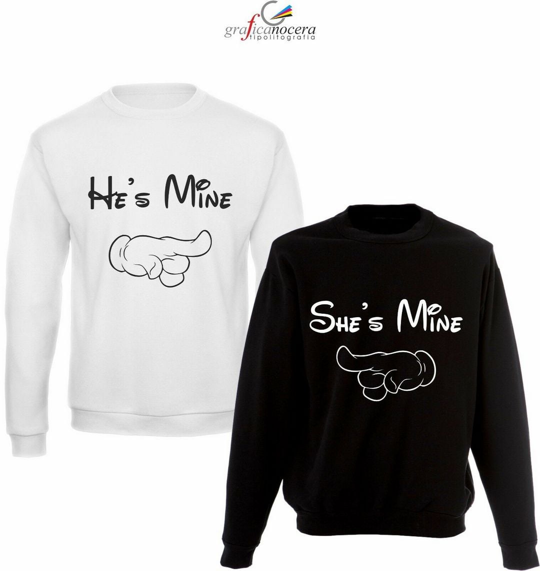 Coppia Felpe HE/SHE'S MINE regalo maglia felpa lui è mio