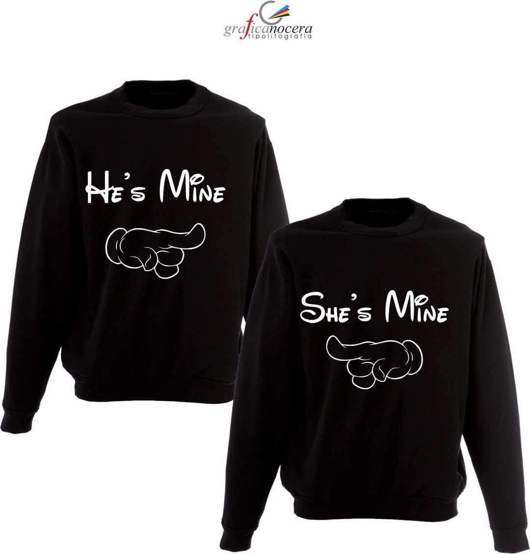 Coppia Felpe HE/SHE'S MINE regalo maglia felpa lui è mio