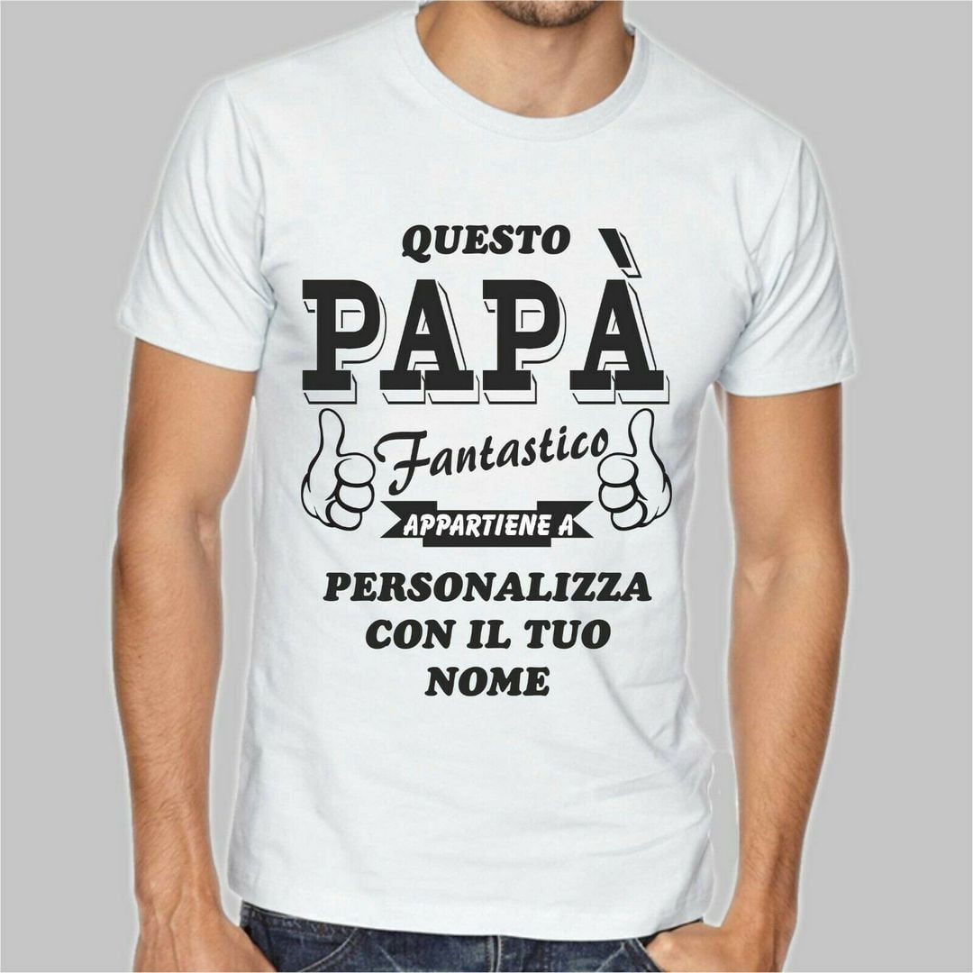 T-Shirt Uomo Festa del Papà personalizzata con nome bianca o nera idea regalo