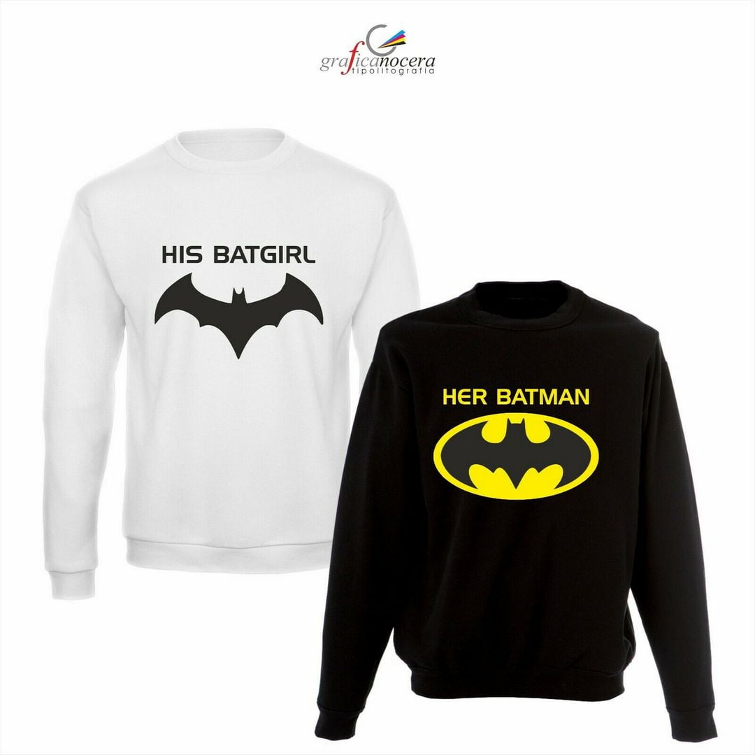 Coppia Felpe HER BATMAN HIS BATGIRL KING QUEEN amore idea regalo