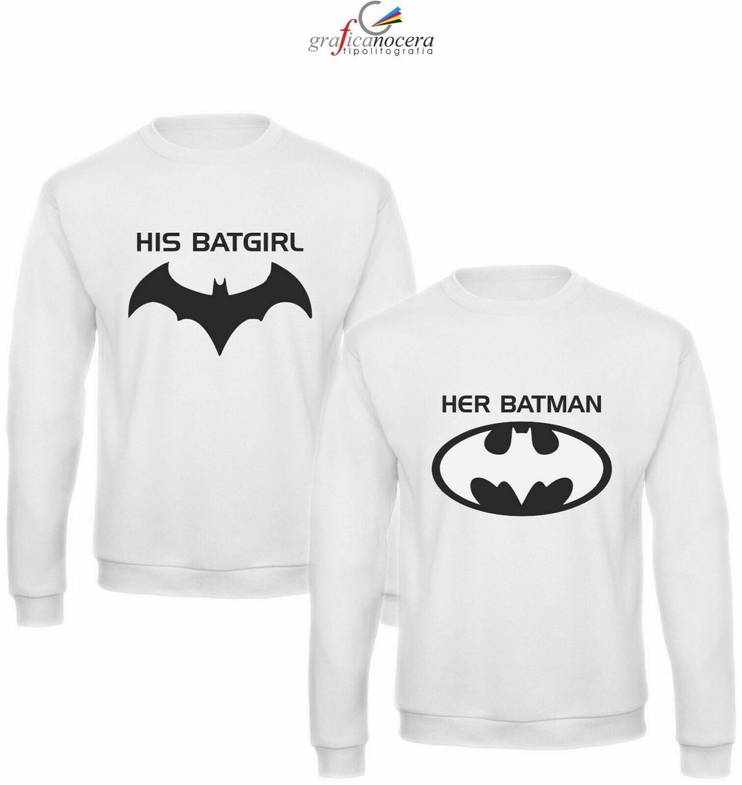 Coppia Felpe HER BATMAN HIS BATGIRL KING QUEEN amore idea regalo