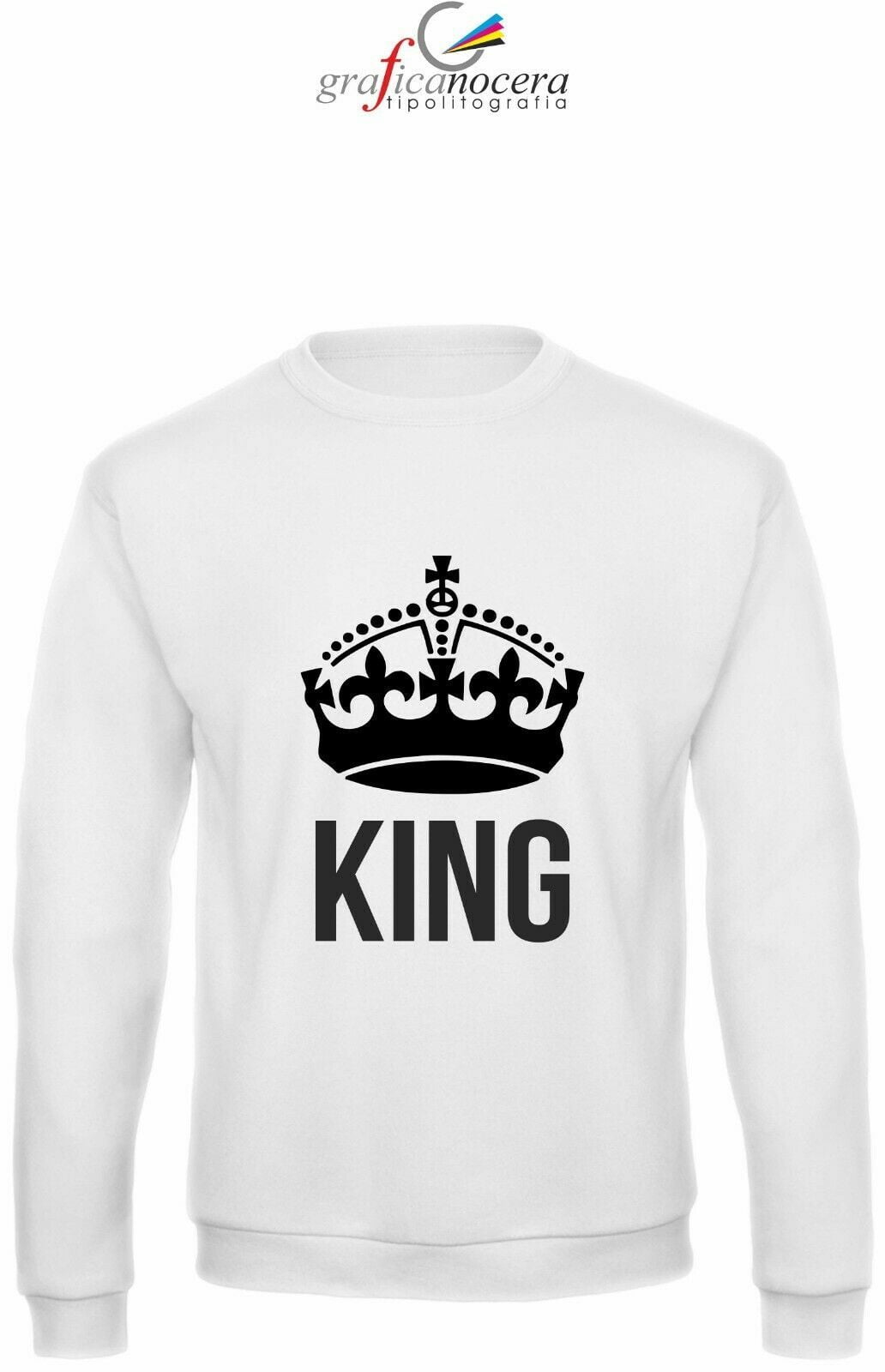Felpa KING calda pesante moda nera idea regalo uomo maniche lunghe