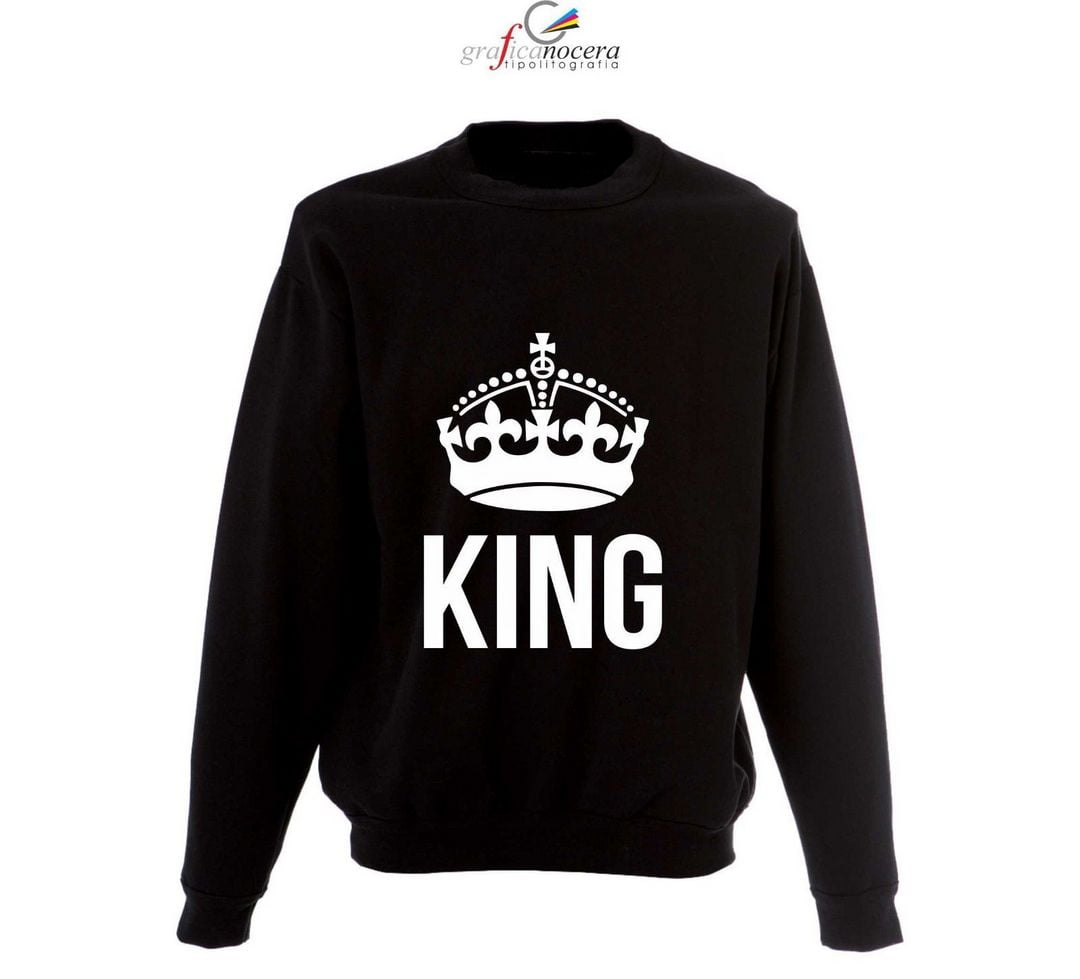 Felpa KING calda pesante moda nera idea regalo uomo maniche lunghe