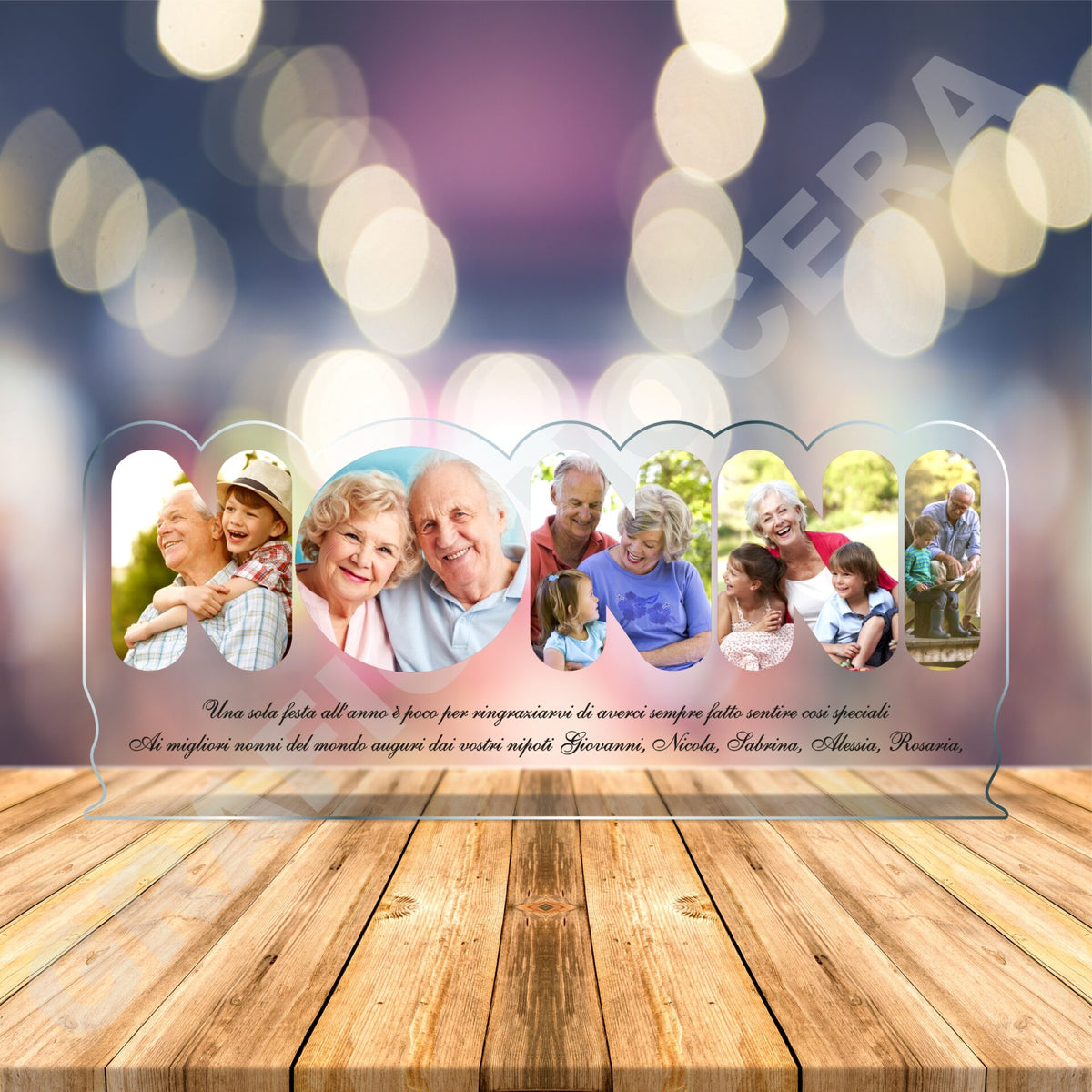 Festa dei Nonni Targhetta in Plexiglass con Foto e Nomi Personalizzati idea regalo per i Nonni