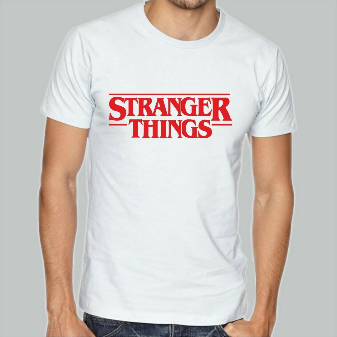 T-Shirt Stranger Things serie tv bianca o nera idea regalo