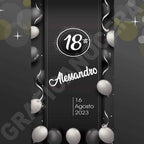 Tappeto 18 Anni Nero e Argento decorazione evento festa ingresso party compleanno passatoia