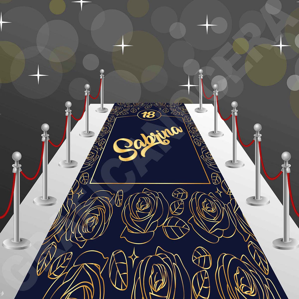 Tappeto 18 Anni Blu Scuro e Oro decorazione evento festa ingresso party compleanno passatoia