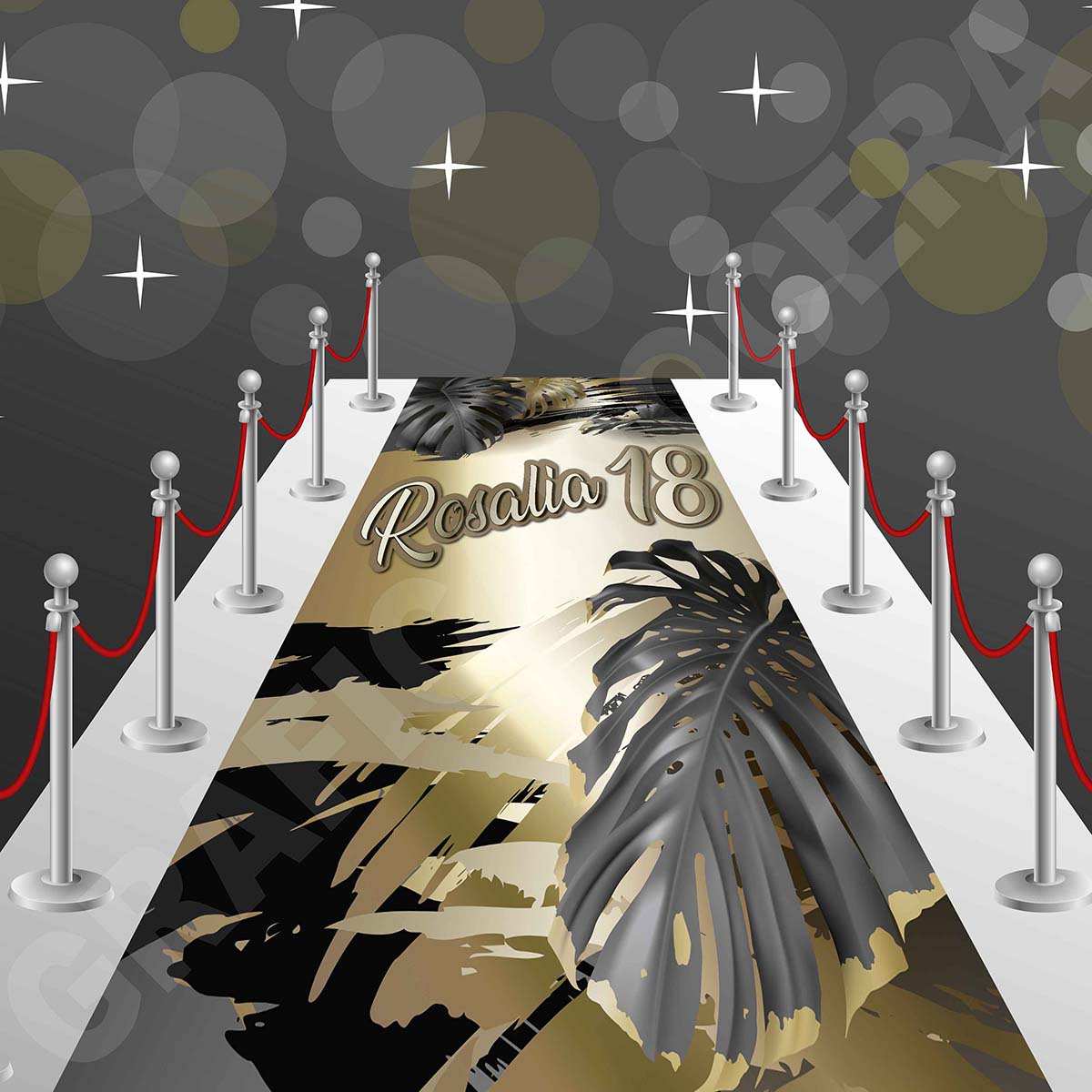 Tappeto 18 Anni Nero, Grigio e Oro decorazione evento festa ingresso party compleanno passatoia