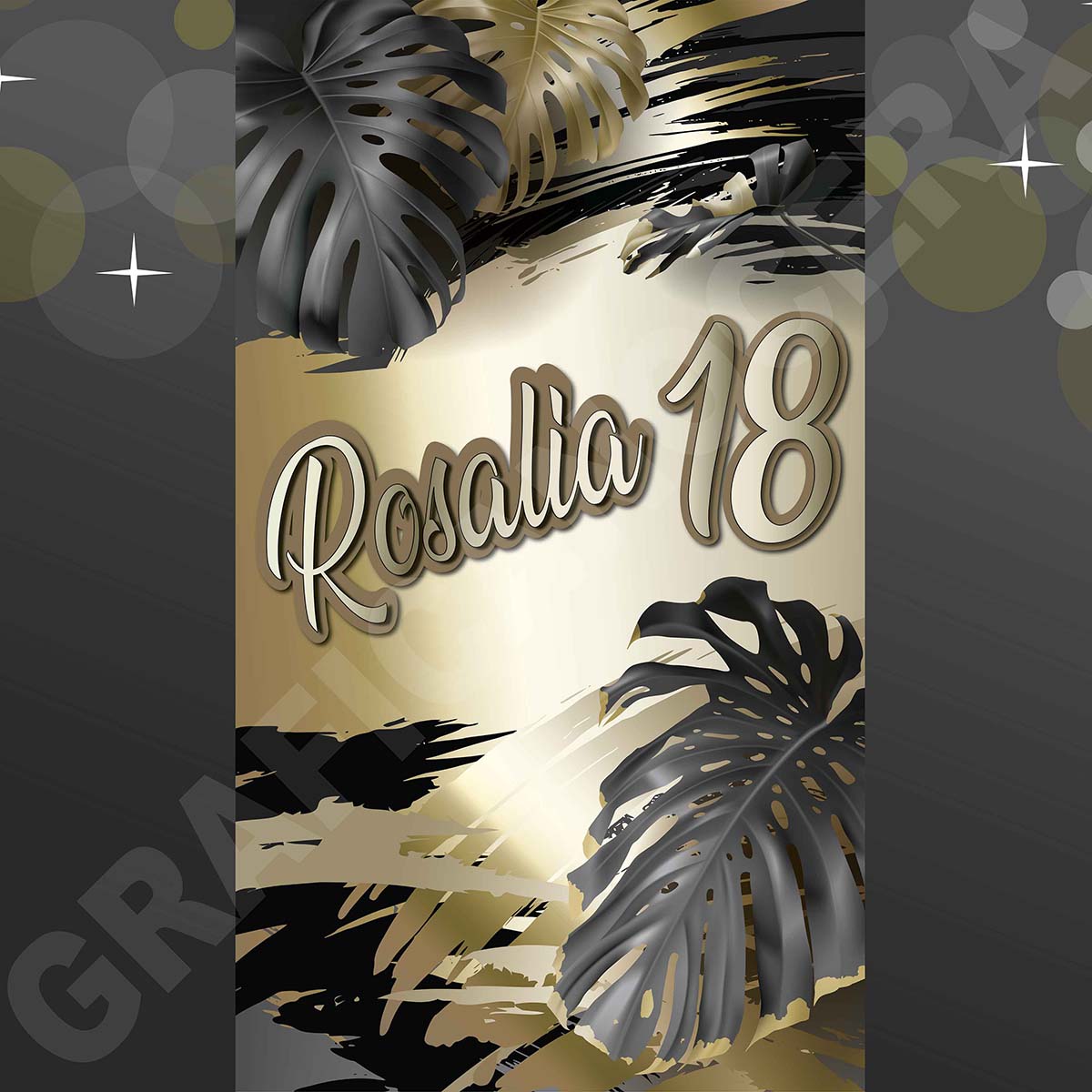 Tappeto 18 Anni Nero, Grigio e Oro decorazione evento festa ingresso party compleanno passatoia