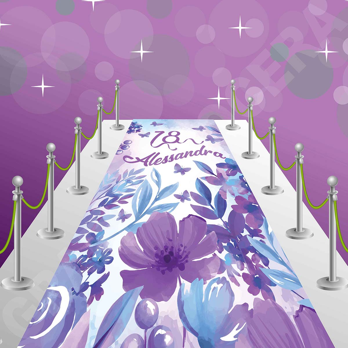 Tappeto 18 Anni Lilla decorazione evento festa ingresso party compleanno passatoia
