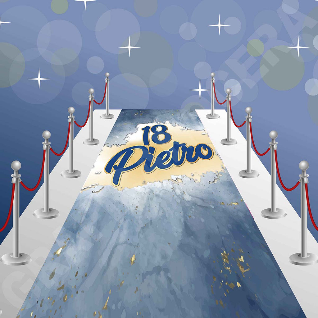Tappeto 18 Anni Blu e Oro decorazione evento festa ingresso party compleanno passatoia