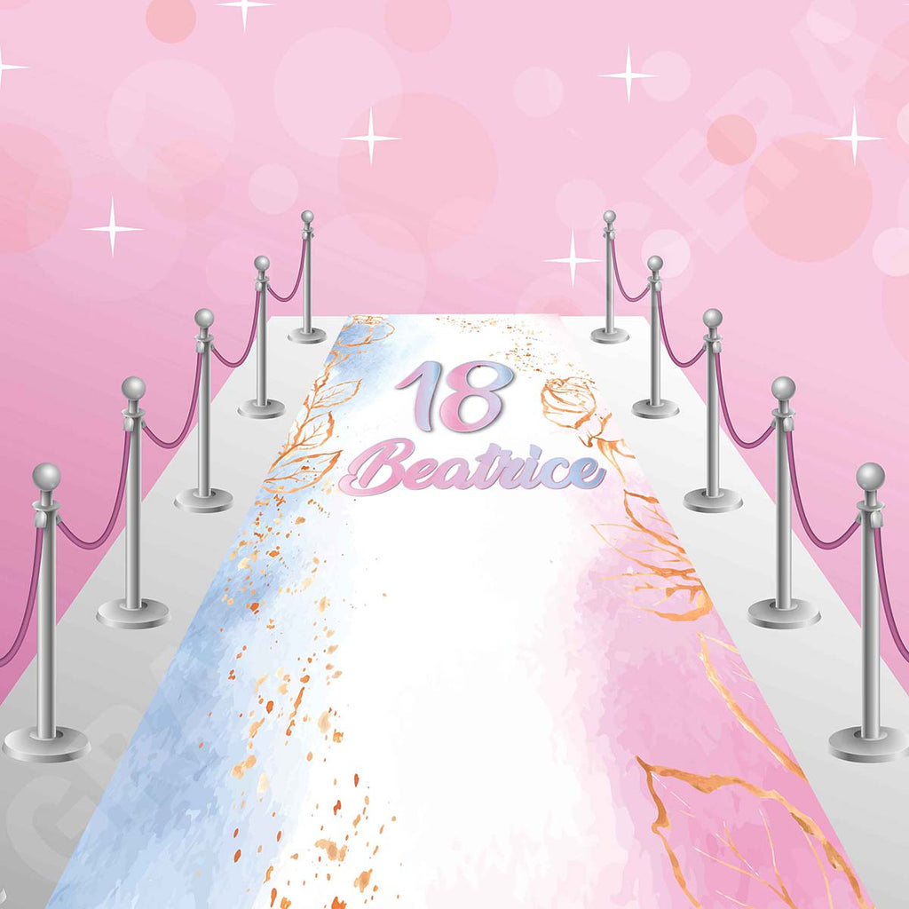 Tappeto 18 Anni Rosa, Oro, Celeste Polvere decorazione evento festa ingresso party compleanno passatoia