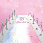 Tappeto 18 Anni Rosa, Oro, Celeste Polvere decorazione evento festa ingresso party compleanno passatoia